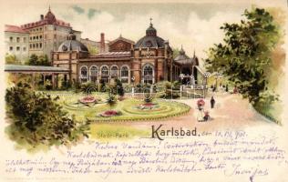 Karlovy Vary city park litho