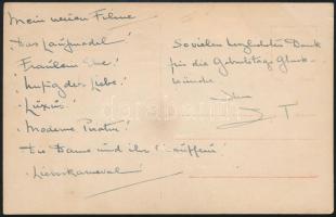 cca 1928 Jack Trevor (1893-1976) brit filmszínész autográf német ny. dedikációja őt magát ábrázoló k...