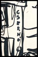 Csernó Judit (1925-2000): Utcarészlet (Pécs?). Tus, papír. Jelzett. Paszpartuban. 9,5x14,5 cm