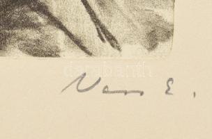 Vass Elemér (1887-1957): Tetők a Champs de Marson, Párizs. Litográfia, papír, jelzett, számozott (73...