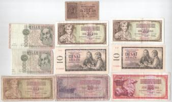 10db-os külföldi bankjegytétel, közte Olaszország 1914. 2L + Csehszlovákia 1960. 10K (2x) sorszámkövető T:F,VG közte szép papír 10pcs foreign banknote lot, within Italy 1914. 2 Lire + Czechoslovakia 1960. 10 Korun (2x) consecutive serials C:F,VG within fine paper