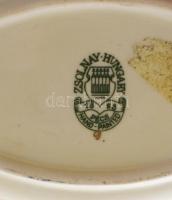 Zsolnay virágmintás ékszeres tálka. Jelzett, hibátlan, 11x7,5 cm