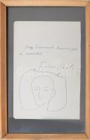 Fehér László (1953-): Arckép, 2013. Golyóstoll, papír, jelzett, ajándékozási sorokkal. Art Market Bu...