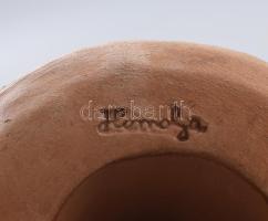 Homolya kerámia 2 darab tárgy: Anya gyermekével és gyertyatartó. Jelzett, gyertyatartó füle sérült, ...