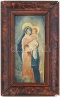 ifj Grni B. jelzéssel: Madonna gyermekével. Akvarell, fa tábla, keretben, 22x12 cm