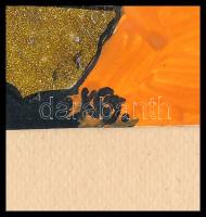 Khell Csörsz: Hétfejű sárkány. Vegyes technika, papír, jelzett, ca 1970 18x8 cm