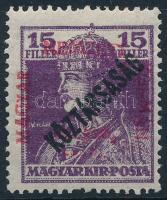 Szeged 1919 Károly/Köztársaság 15f a magyar szó R betűje antikva, Bodor vizsgálójellel