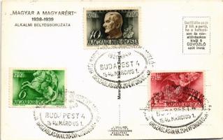 1938-1939 "Magyar a Magyarért" alkalmi bélyegsorozat, bevonulás. Marer Béla kiadása / Hung...