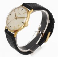 Longines 14K arany (Au) vintage kézi felhúzós karóra. szép számlappal, bőr szíjjal, működő, jó állap...