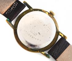 MuDu vintage kézi felhúzós 17 köves karóra. Számlapon kis kopással bőr szíjjal, működő, jó állapotba...