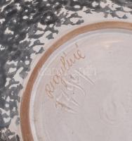 Reguly városmintás mázas kerámia falitál, jelzett, kis kopással , d: 28 cm