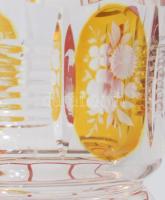 Emlékpohár. cca 19. sz. vége, magyar vagy cseh, tagozódó talpazattal, bíborpácolt és ezüstpácolt kar...