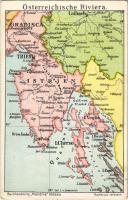 1912 Österreichische Riviera. Buchhandlung Mandria Abbazia / Osztrák riviéra térképe: Isztriai félsziget / Austrian riviera: Istria (kis szakadás / small tear)