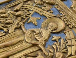 Úti ikon - Szenvedőket vígasztaló istenanya. Orosz, cca 19. sz. második fele, zománcozott bronz, 11,...