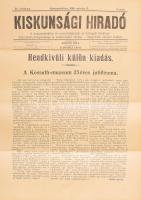 1909 Kiskunsági híradó külön kiadása Kossuth múzeum 25 éve. XII. évf 11. szám. március 15.