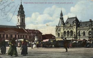 Nagyvárad St Lászlo square with Bishop´s Palace and market