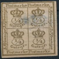 1857 Forgalmi bélyeg Mi 9b (Mi EUR 100.-) (papírelvékonyodás, lyuk, folt / thin paper, hole, spot)