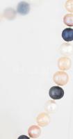 Exkluzív, nagy méretű tenyésztett gyöngy nyaklánc karlánc, fehér, púder rózsaszín és irizáló kékes s...
