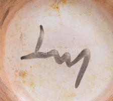 Bán Károly: Zsugorított mázas kerámia váza, jelzéssel, hibátlan, m: 25 cm