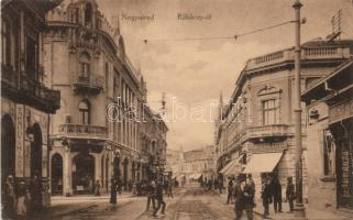 Nagyvárad Rákóczi street with warehouse, the confectionery of Ottó Stepper and the drugstore of István Farkas (EK)