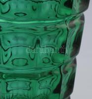 Sklo Union méregzöld színezésű cseh üvegváza. Terv: Frantisek Peceny (1920-1977). Jelzés nélkül, hib...