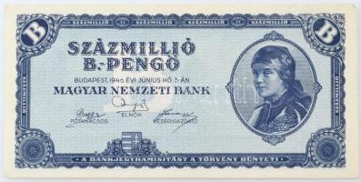 1946. 100.000.000BP T:F szép papír Hungary 1946. 100.000.000 B-Pengő C:F fine paper Adamo P39