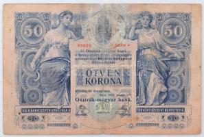 1902. 50K 1319 39448 fekete Romania Timbru Special felülbélyegzéssel T:VG függőleges hajtásnál mindkét oldalon két nagyobb beszakadás, a felülbélyegzésnél elvékonyodott papír Hungary 1902. 50 Korona 1319 39448 with black Romania Timbru Special overprint C:VG two larger tears on both sides in the vertical fold, paper thinned out in the overprint Adamo K23B