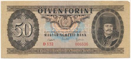 1951. 50Ft D 532 006536 T:F Hungary 1951. 50 Forint D 532 006536 C:F Adamo F18