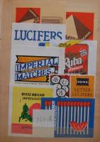 164 db nagyméretű, főleg nyugat-európai gyufacímke berakóban