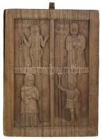 Faragott kétoldalas utazóikon. Egyik oldalán a Szeplőtelen fogantatás, másik oldalán Jézus születésé...