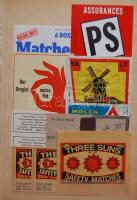 164 db nagyméretű, főleg nyugat-európai gyufacímke berakóban