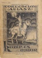 1928 Történelmi atlasz a világtörténelem tanításához, közép- és újkor, tervezték: Albisi Barthos Indár és Dr. Kurucz György, kiadja: M. Kir. Állami Térképészet, kopottas állapotban.