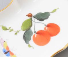 Herendi Fruits & Flowers mintás ékszeres tálka, jelzett, hibátlan, 11x8 cm