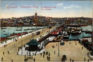 Constantinople, Istanbul; Le Nouveau Pont / new bridge, trams (cut)
