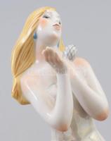Lengyel porcelán táncosnő, jelzett, kis kopással, m: 27 cm