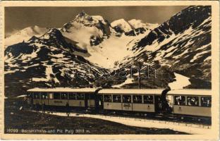 Berninabahn, Piz Palü (3913 m) / single-track gauge railway, train