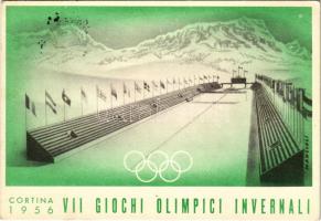 1956 Cortina, VII Giochi Olimpici Invernali / 1956 VII Winter Olympic Games in Cortina dAmpezzo, ski sport stadium s: Mancioli (EK) + So. Stpl
