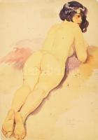 Alfred Krüger (1876-?), 2 db mű: Női akt. Akvarell, ceruza, papír. Egyik jelzett. Egyiken apró folto...