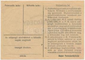 1946. 10.000AP nem kamatozó Pénztárjegy sorszám és "Másra át nem ruházható" felirat nélkül...