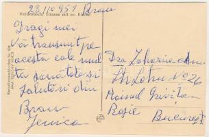 Vidombák, Weidenbach, Ghimbav (Brassó); Strasse mit ev. Kirche / Evangélikus templom, utca / street ...