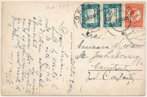 1931 Szászváros, Broos, Orastie; Statuia M. S. Regele Ferdinand / Ferdinánd király szobra, szálloda....