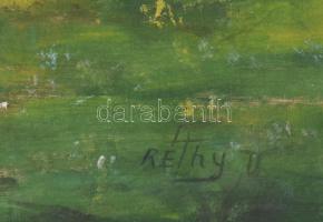 Réthy V jelzéssel: Libapásztorlányok. Olaj, vászon. Sérült. Dekoratív, kissé kopott fakeretben. 60x8...