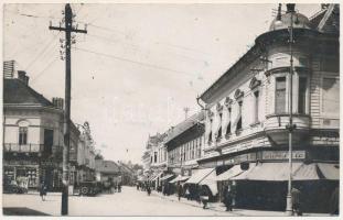 1939 Lugos, Lugoj; Str. Regele Ferdinand / Ferdinánd király útja, Türkl & Co., Robert Szameth üzlete, automobil / street view, shops, automobile (EK)