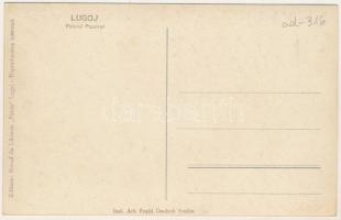 Lugos, Lugoj; Palatul Poporul / Poporul palota, Hegyesi és Stern üzlete / street view, palace, shops