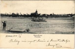 1905 Alvinc, Vintu de Jos; Maros komp / Überfuhr / Mures river ferry + GYULA-FEHÉRVÁR-BUDAPEST 5. SZ. vasúti mozgóposta