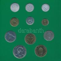 1995. 10f-200Ft (11xklf) "Magyarország pénzérméi" forgalmi sor dísztokban, közte 200Ft Ag ...