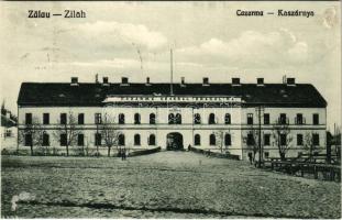 Zilah, Zalau; Cazarma / kaszárnya, laktanya. Török kiadása / military barracks + 1940 Zilah visszatért So. Stpl. (ragasztónyom / glue mark)