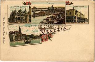Venezia, Venice; Basilica S. Marco, Panorama, Palazzo Ducale, Canal Grande. Carl Ottavo Hayd Art Nouveau, floral, litho (EK)