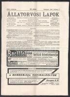 1908 Az Állatorvosi Lapok XXXI. évf. 40. szám. Sok reklámmal