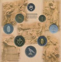 1999. 50f-100Ft (8xklf) "75 éves a Magyar Nemzeti Bank" forgalmi sor dísztokban T:PP patin...